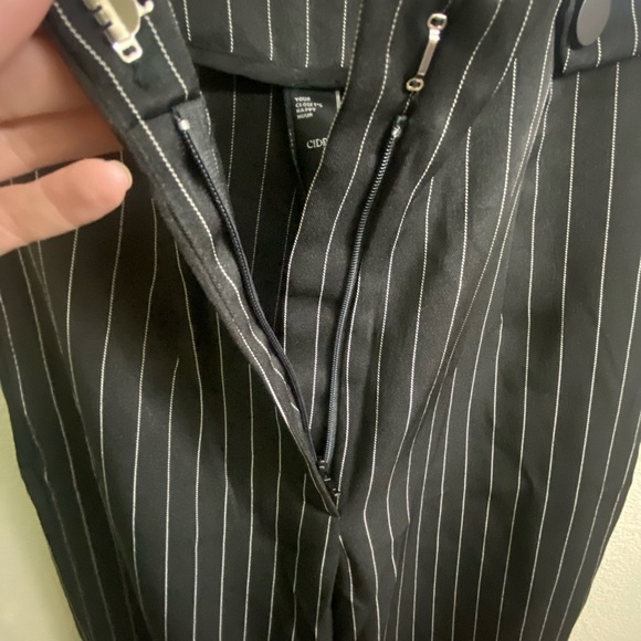 Pinstriped Button Down Straight Wide Leg Trousers XS - Picture 6 of 8